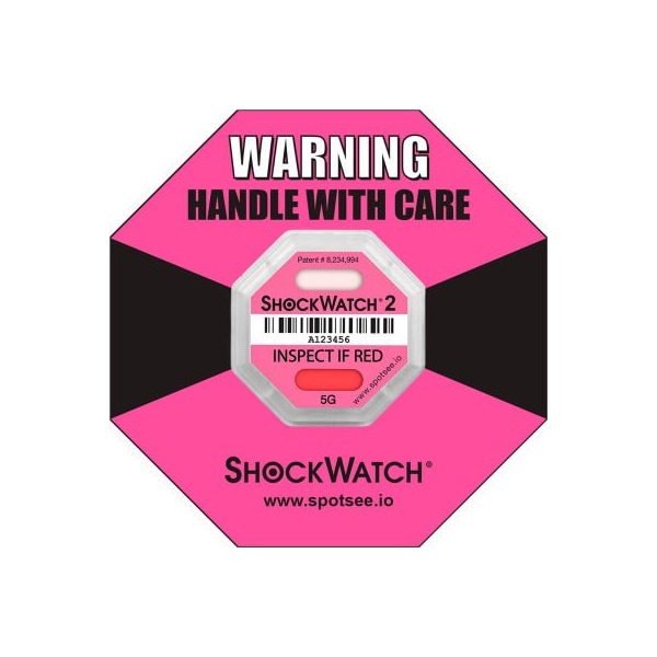 Shockwatch SpotSee ShockWatch RFID Impact Indicators, 5G Range, Pink, 100/Box SWRFID-5G - main